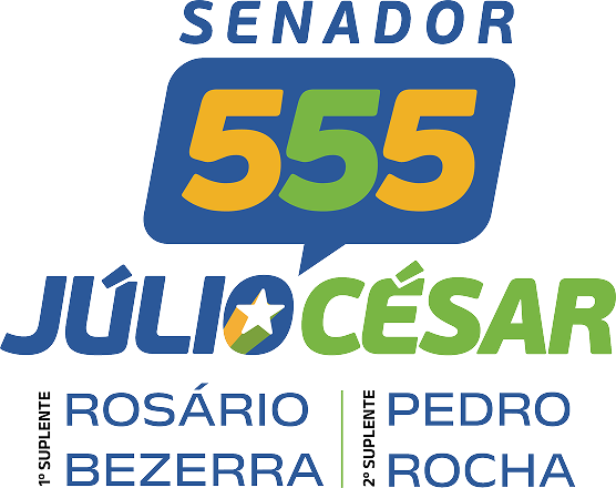 Senador 555 — Júlio César. 1º suplente Rosário Bezerra, 2º suplente Pedro Rocha.